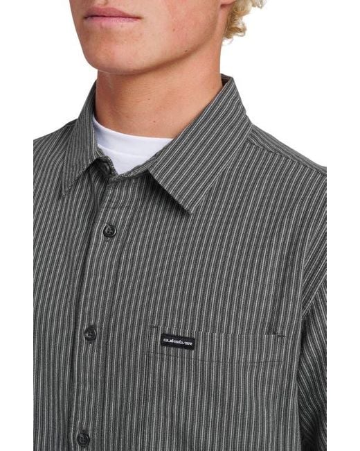 Quiksilver Gray Oxford Stripe Classic Short Sleeve Button-Up Shirt for men