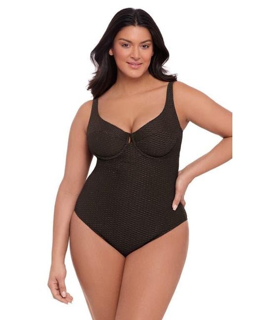S3 Black Novelty Texture Underwire One Piece Swimsuit