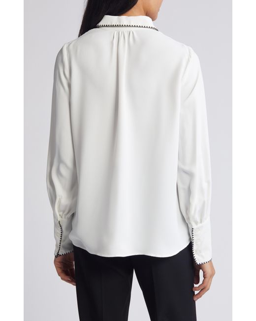Halogen® White Halogen(r) Embroidered Button-up Shirt