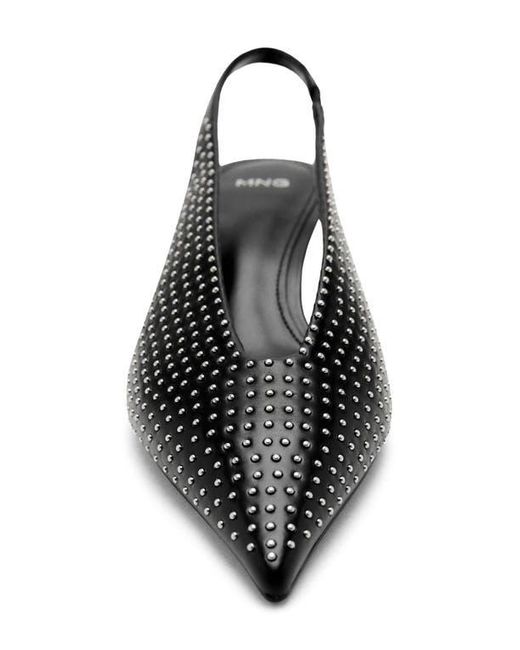 Mango Black Studded Pointed Toe Slingback Pump