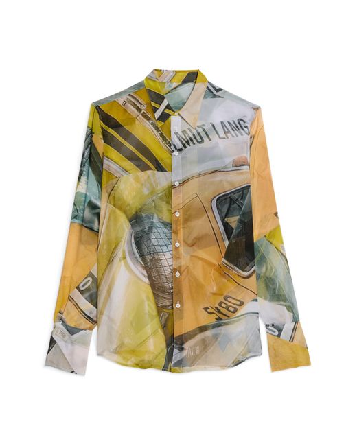 Helmut Lang Multicolor Relaxed Long Sleeve Silk Button-up Shirt