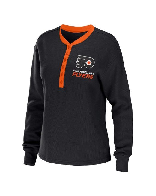 WEAR by Erin Andrews Philadelphia Flyers Waffle Henley Long Sleeve T-shirt  At Nordstrom in Black