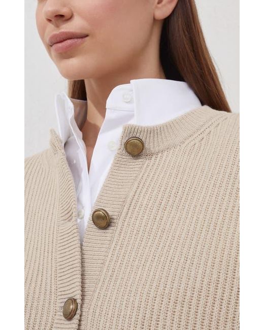 Brunello Cucinelli Natural English Rib Knit Cardigan
