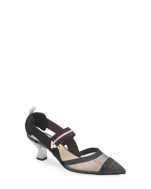 Fendi White Colibri Pointed Toe Slingback Pump