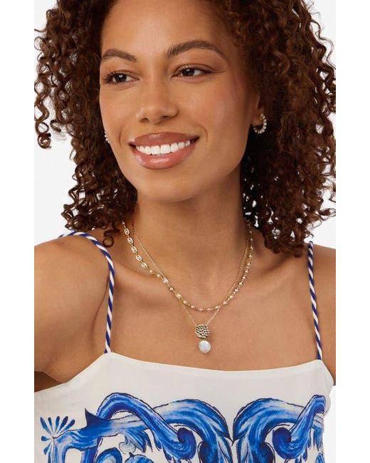 ATHRA LUXE Metallic Hammered Disc & Coin Pearl Pendant Necklace