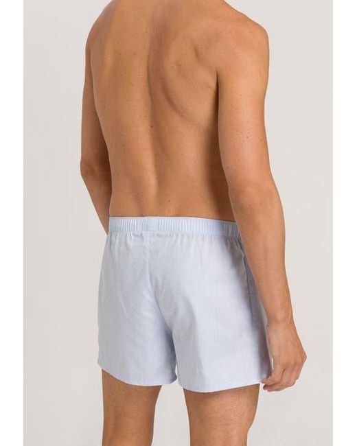 Hanro Blue Fancy Woven Cotton Boxer for men