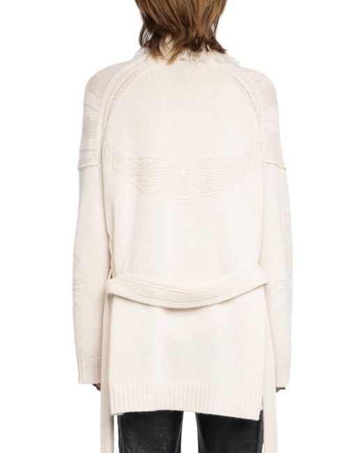 Zadig & Voltaire Natural Wool & Cashmere Wrap Cardigan