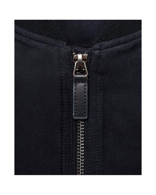 Mango Blue Faux Suede Bomber Jacket for men