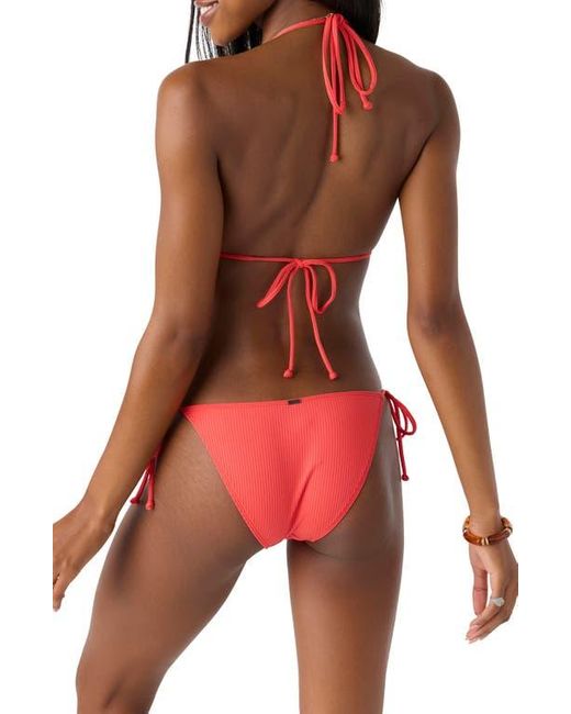 O'neill Sportswear Red Saltwater Solids Maracas Rib Side Tie Bikini Bottoms