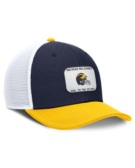 Nike Blue Maize Michigan Wolverines Rise Adjustable Trucker Hat for men
