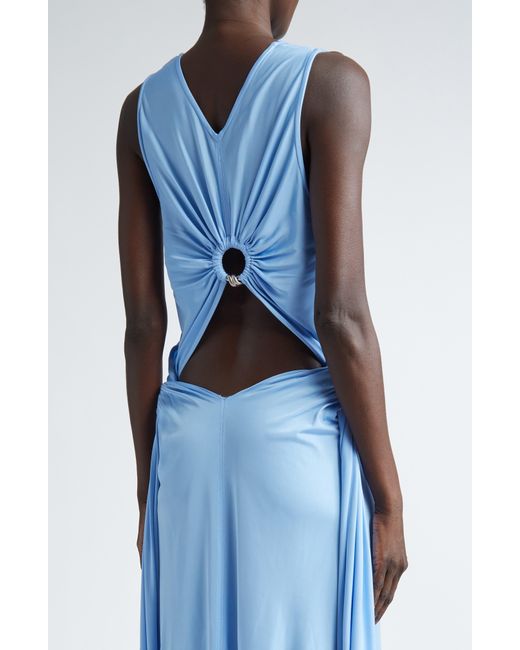 Bottega Veneta Blue V-neck Cutout Jersey Dress