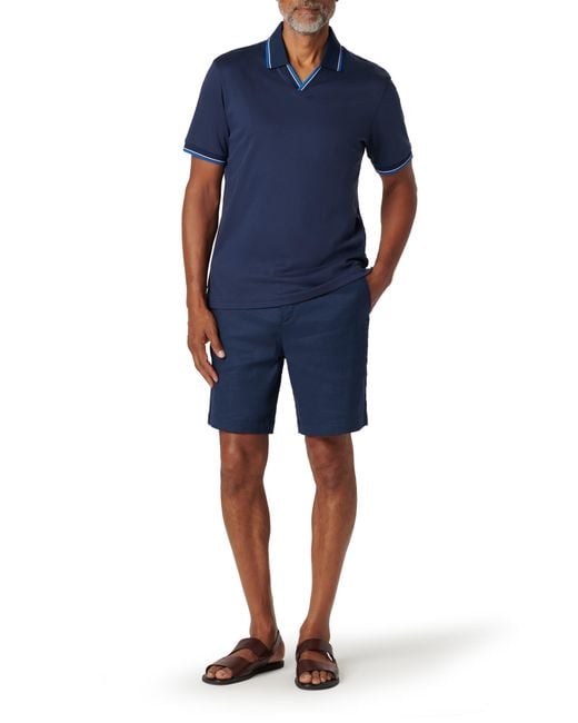Bugatchi Blue Tipped Johnny Collar Polo for men