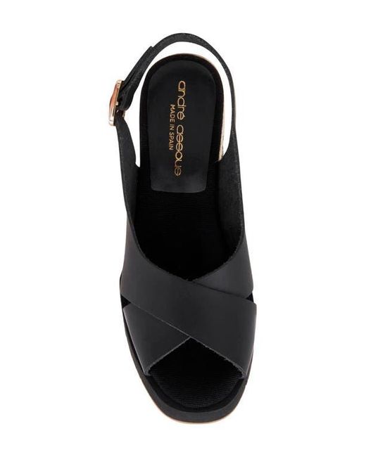 Andre Assous Black Foxa Sole Motion Slingback Wedge Sandal