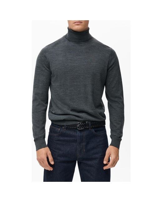 Mango Gray Turtleneck Wool Sweater for men