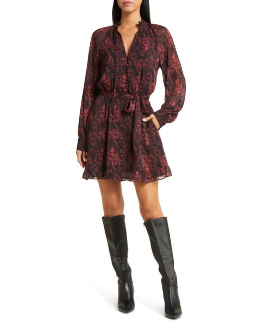 LOST AND WANDER Red Lost + Wander Emilia Long Sleeve Tie Waist Minidress