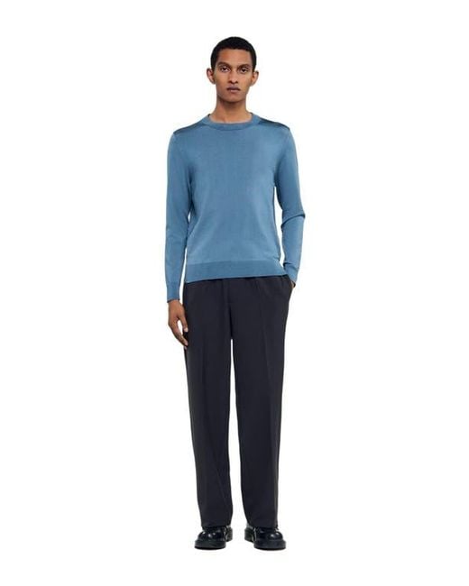Sandro Blue Fine Knit Sweater for men
