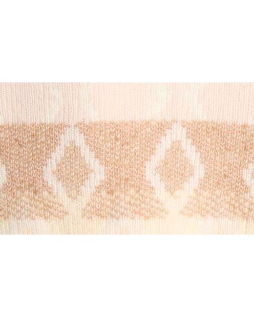 Moncler Natural Jacquard Virgin Wool V-Neck Sweater