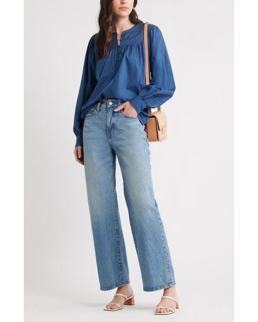Caslon Blue Cotton Voile Popover Top
