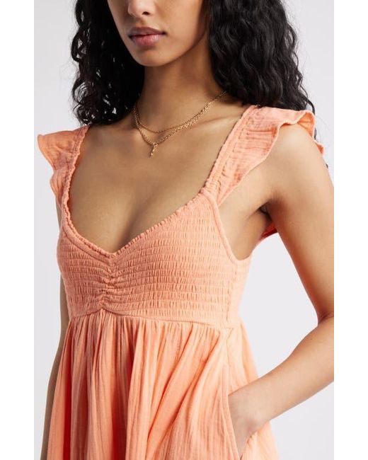 BP. Orange Cotton Gauze Skirted Romper