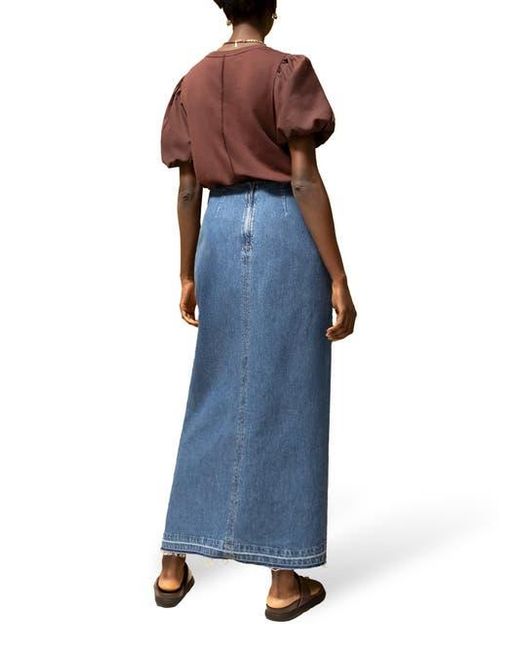 Ro&zo Blue Denim Split Front Maxi Skirt