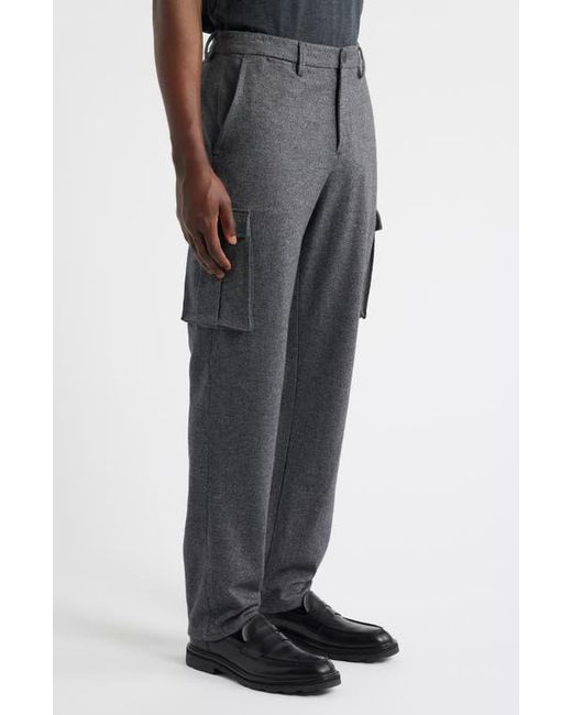 Bugatchi Gray Brushed Knit Flat Front Cargo Pants for men