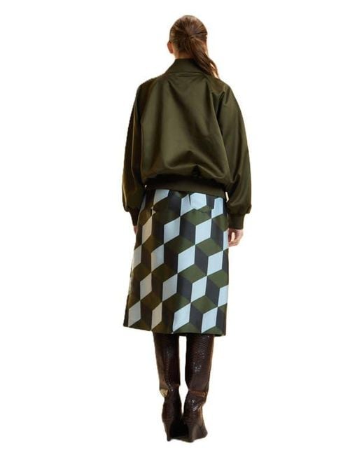 Cynthia Rowley Green Satin Bomber Jacket