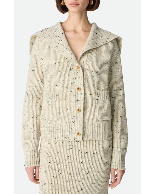 Bottega Veneta Natural Knot Button Wool Blend Rib Cardigan