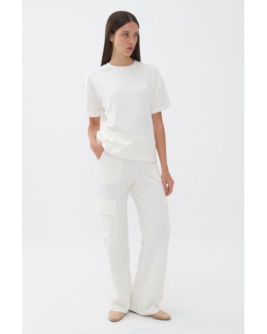 Nocturne White Cargo Pants With Elastic Waistband