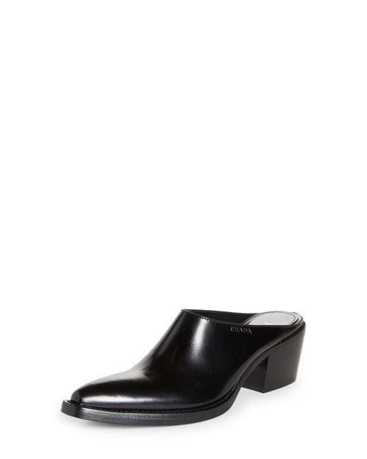 靴 PRADA square toe leather mules black 靴 PRADA square toe leather mules black Prada Leather Mules
