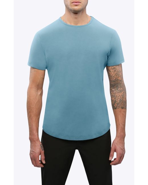 Cuts Blue Ao Curve Hem Cotton Blend T-shirt for men