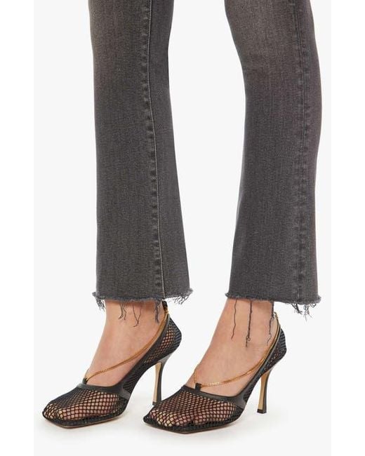 Mother Black The Hustler High Waist Fray Hem Ankle Bootcut Jeans