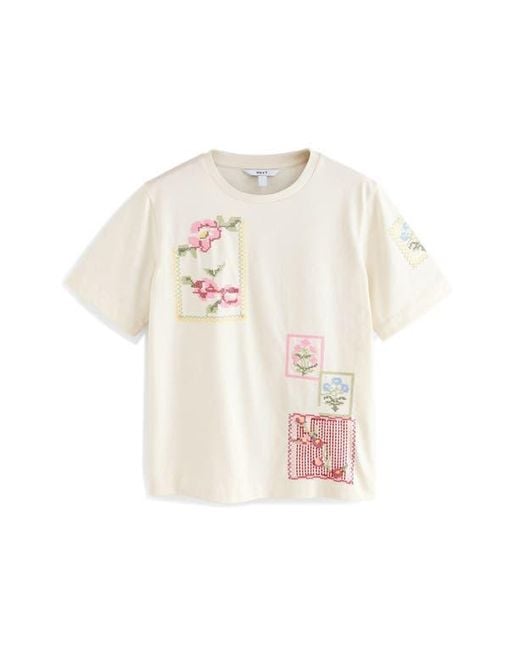 Next Natural Cross Stitch Embroidered T-Shirt