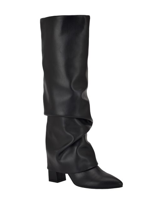 Guess Black Geima Pointed Toe Slouch Foldover Boot