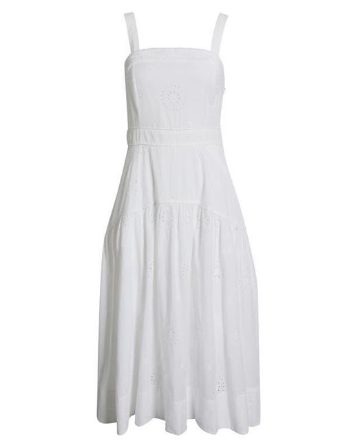 Chelsea28 White Removable Strap Eyelet Embroidery Midi Dress