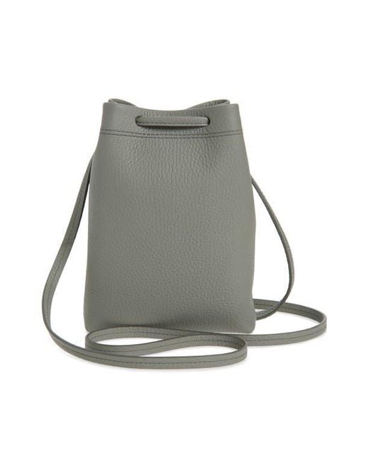 Strathberry Gray Large Osette Leather Bucket Bag