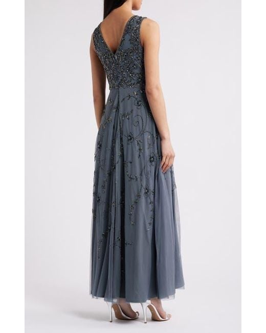 Pisarro Nights Blue Embellished Cocktail Dress With Open Front Jacket