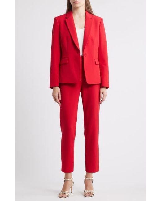 Tahari Red One-Button Crepe Jacket & Pants Set