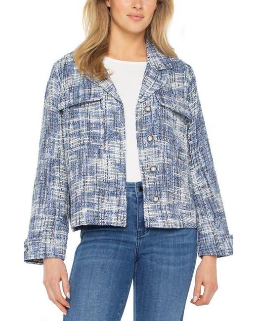 Liverpool Los Angeles Blue Boxy Tweed Jacket