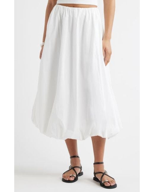 Open Edit White Bubble Midi Skirt