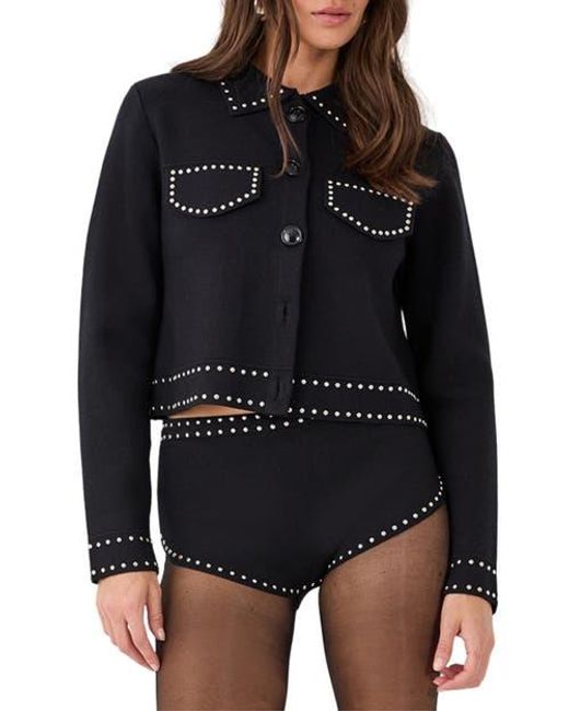 Nasty Gal Black Knitted Western Stud Detail Cardigan