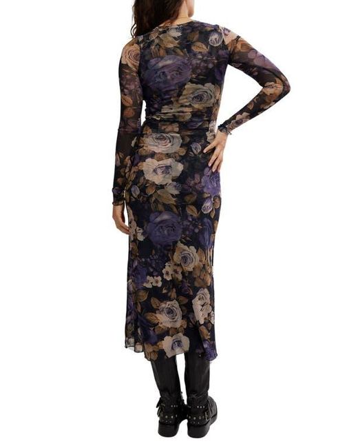 Free People Black Gianni Long Sleeve Stretch Mesh Body-Con Dress