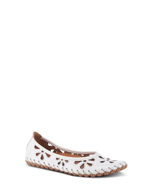 Spring Step White Rayely Flat