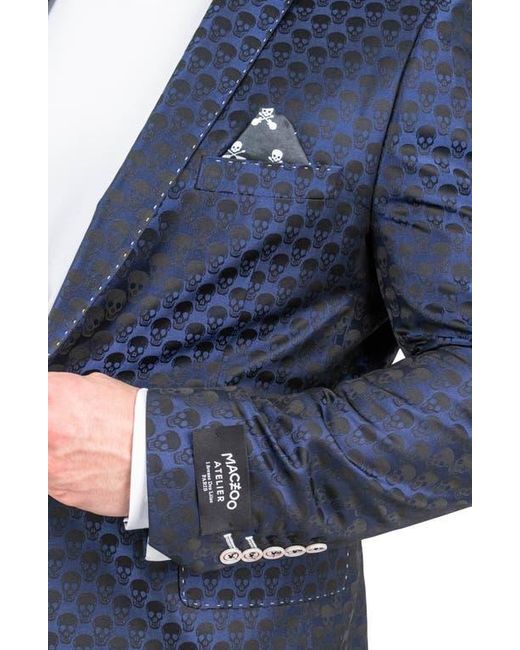Maceoo Blue Socrate Skull Blazer for men