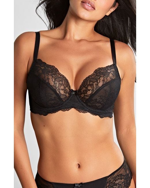 Panache Black Ana Underwire Stretch Lace Plunge Bra