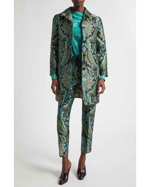 Etro Green Paisley Jacquard Coat