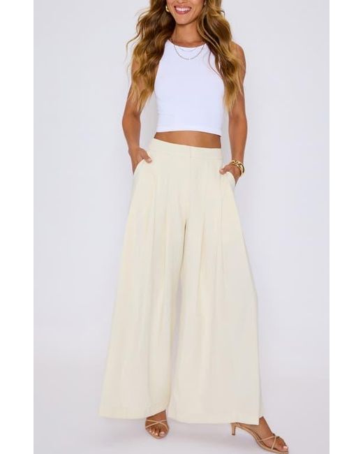 Vici Collection White Pleated Wide Leg Pants