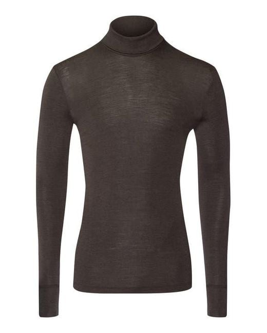 Hanro Black Woolen Silk Thermal Turtleneck for men
