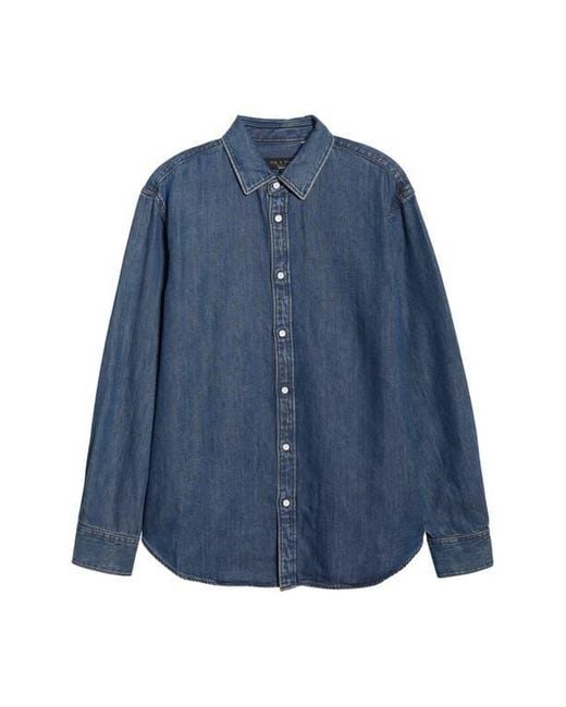 Rag & Bone Blue Finch Featherweight Denim Button-Up Shirt for men