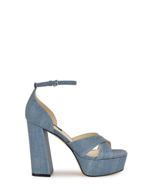 Nine West Blue Vicky Ankle Strap Platform Sandal