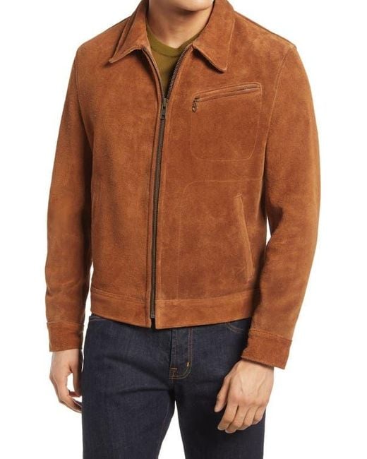 Schott Nyc Brown Rough Out Suede Jacket for men
